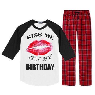 Kiss Me It's My Birthday Raglan Sleeve Pajama Set