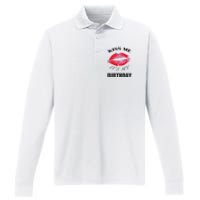 Kiss Me It's My Birthday Performance Long Sleeve Polo