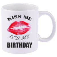 Kiss Me It's My Birthday 11oz C Handle Ceramic Mug