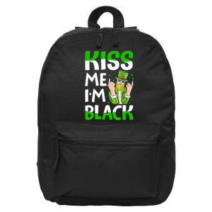 Kiss Me I'm Black Leprechaun St Patricks Day 16 in Basic Backpack