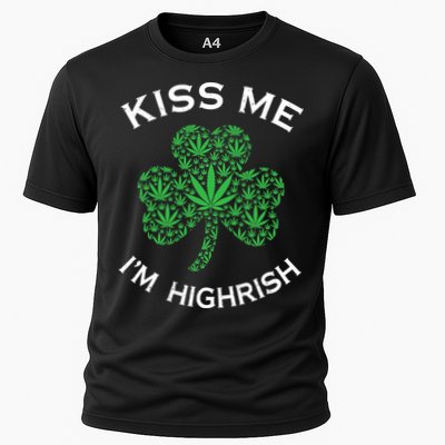 Kiss Me I'm Highrish Clover Marijuana Funny Irish St Patrick Day Performance Shirt