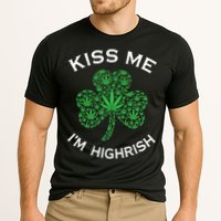 Kiss Me I'm Highrish Clover Marijuana Funny Irish St Patrick Day Cooling Performance Crew T-Shirt