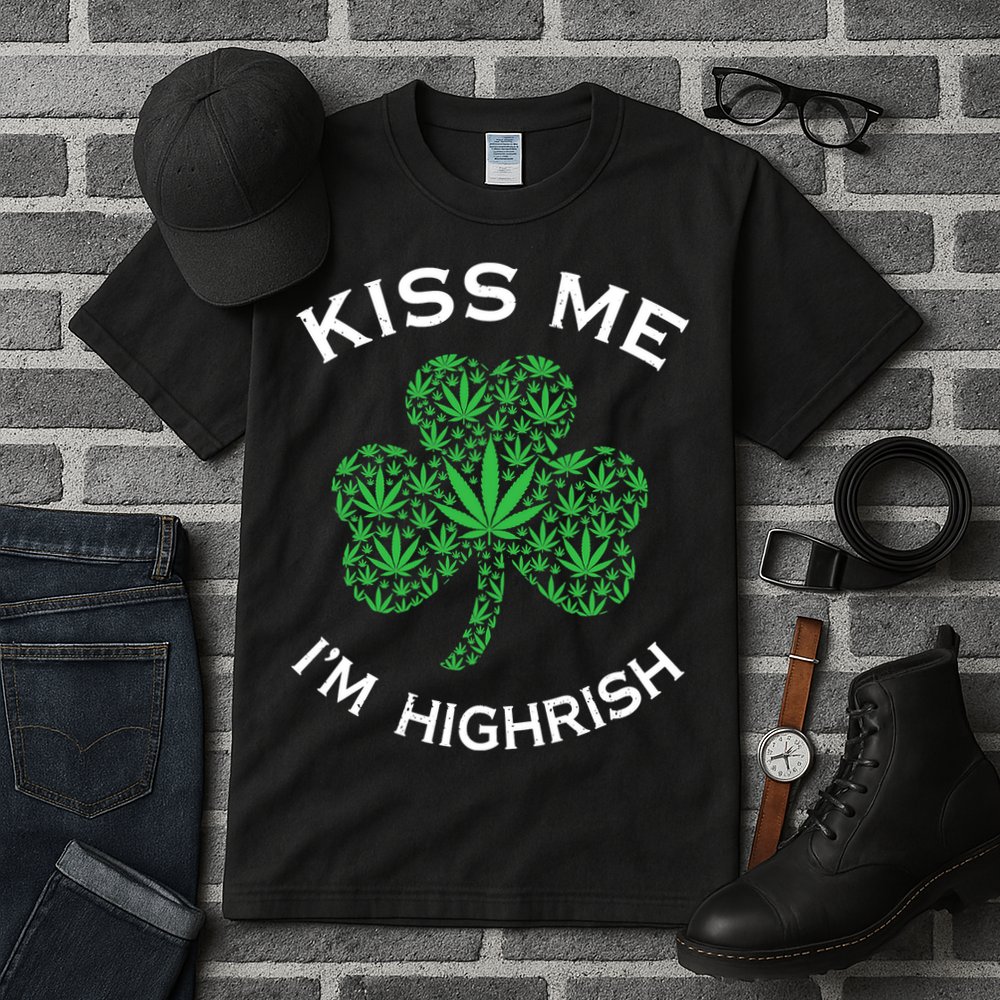 Kiss Me I'm Highrish Clover Marijuana Funny Irish St Patrick Day Tall T-Shirt