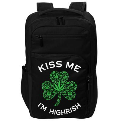 Kiss Me I'm Highrish Clover Marijuana Funny Irish St Patrick Day Impact Tech Backpack