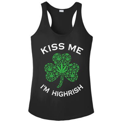 Kiss Me I'm Highrish Clover Marijuana Funny Irish St Patrick Day Ladies PosiCharge Competitor Racerback Tank