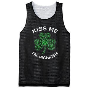 Kiss Me I'm Highrish Clover Marijuana Funny Irish St Patrick Day Mesh Reversible Basketball Jersey Tank