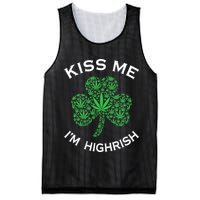 Kiss Me I'm Highrish Clover Marijuana Funny Irish St Patrick Day Mesh Reversible Basketball Jersey Tank