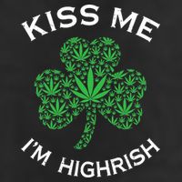 Kiss Me I'm Highrish Clover Marijuana Funny Irish St Patrick Day Large Microfiber Waffle Golf Towel