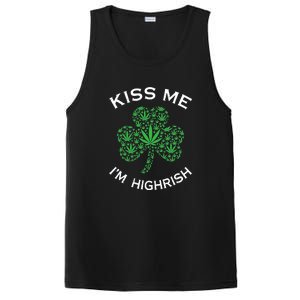 Kiss Me I'm Highrish Clover Marijuana Funny Irish St Patrick Day PosiCharge Competitor Tank