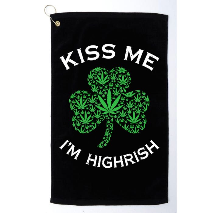 Kiss Me I'm Highrish Clover Marijuana Funny Irish St Patrick Day Golf Towel