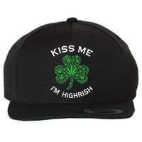 Kiss Me I'm Highrish Clover Marijuana Funny Irish St Patrick Day Wool Snapback Cap