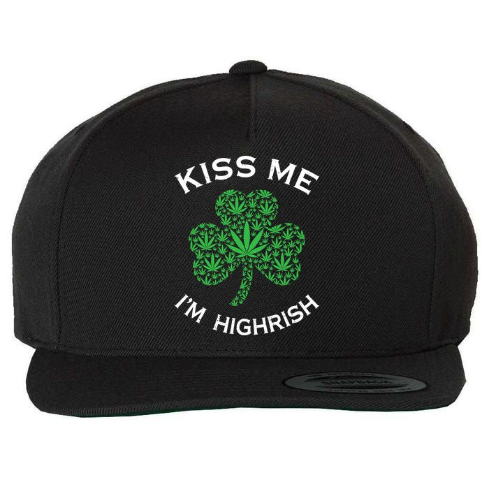 Kiss Me I'm Highrish Clover Marijuana Funny Irish St Patrick Day Wool Snapback Cap
