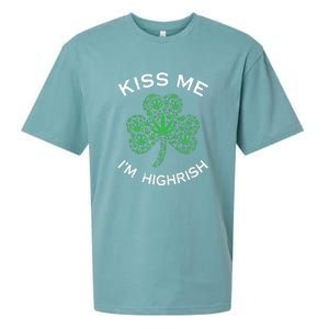 Kiss Me I'm Highrish Clover Marijuana Funny Irish St Patrick Day Sueded Cloud Jersey T-Shirt