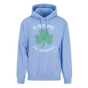 Kiss Me I'm Highrish Clover Marijuana Funny Irish St Patrick Day Unisex Surf Hoodie