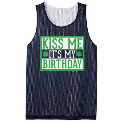 Kiss Me It's My Birthday Cute St. Patrick's Day Irish Funny Mesh Reversible Basketball Jersey Tank