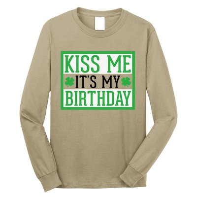 Kiss Me It's My Birthday Cute St. Patrick's Day Irish Funny Long Sleeve Shirt