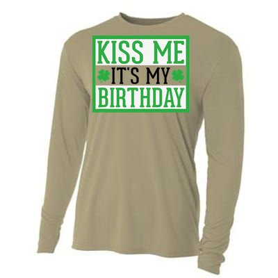 Kiss Me It's My Birthday Cute St. Patrick's Day Irish Funny Cooling Performance Long Sleeve Crew