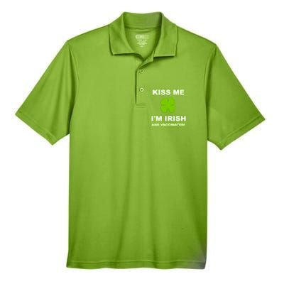 Kiss Me I'm Irish And Vaccinated St Patrick's Day Saint Gift Men's Origin Performance Pique Polo