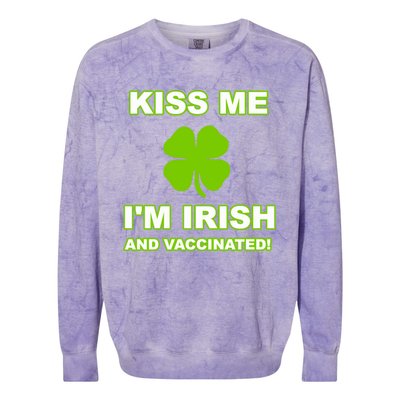 Kiss Me I'm Irish And Vaccinated St Patrick's Day Saint Gift Colorblast Crewneck Sweatshirt