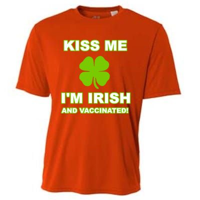 Kiss Me I'm Irish And Vaccinated St Patrick's Day Saint Gift Cooling Performance Crew T-Shirt