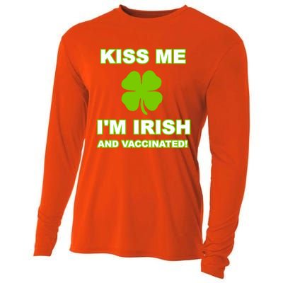 Kiss Me I'm Irish And Vaccinated St Patrick's Day Saint Gift Cooling Performance Long Sleeve Crew