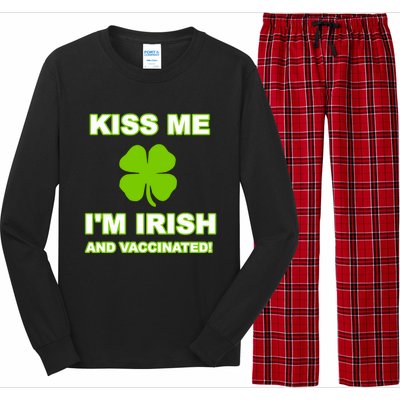 Kiss Me I'm Irish And Vaccinated St Patrick's Day Saint Gift Long Sleeve Pajama Set