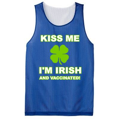 Kiss Me I'm Irish And Vaccinated St Patrick's Day Saint Gift Mesh Reversible Basketball Jersey Tank