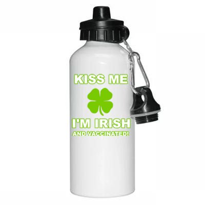 Kiss Me I'm Irish And Vaccinated St Patrick's Day Saint Gift Aluminum Water Bottle