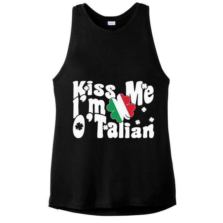 Kiss Me I'm O'Talian Funny Italian St Patrick's Day Ladies PosiCharge Tri-Blend Wicking Tank