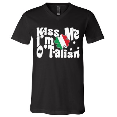 Kiss Me I'm O'Talian Funny Italian St Patrick's Day V-Neck T-Shirt