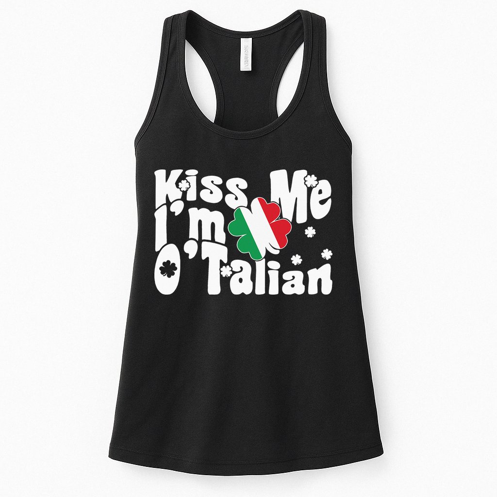 Kiss Me I'm O'Talian Funny Italian St Patrick's Day Womens Tank Top