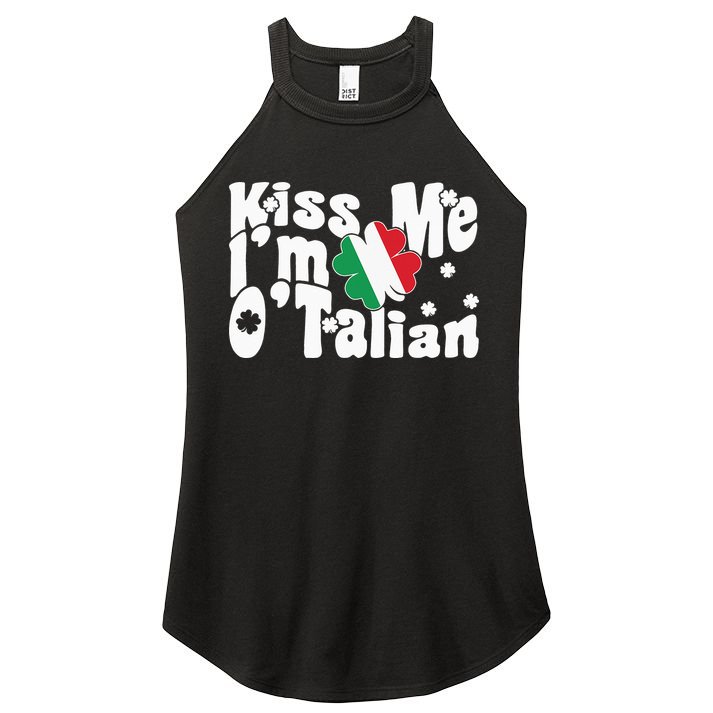 Kiss Me I'm O'Talian Funny Italian St Patrick's Day Women's Perfect Tri Rocker Tank