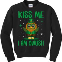 Kiss Me I'm Owlish Saint Patrick Day Gift Kids Sweatshirt