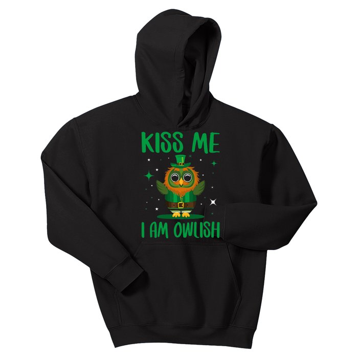 Kiss Me I'm Owlish Saint Patrick Day Gift Kids Hoodie