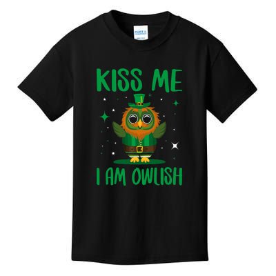 Kiss Me I'm Owlish Saint Patrick Day Gift Kids T-Shirt