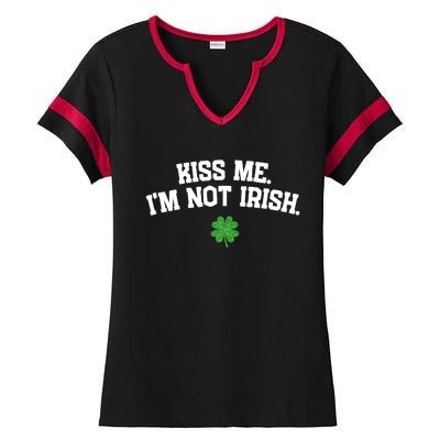 Kiss Me I'm Not Irish St Patricks Day Gifts Shamrock Ladies Halftime Notch Neck Tee