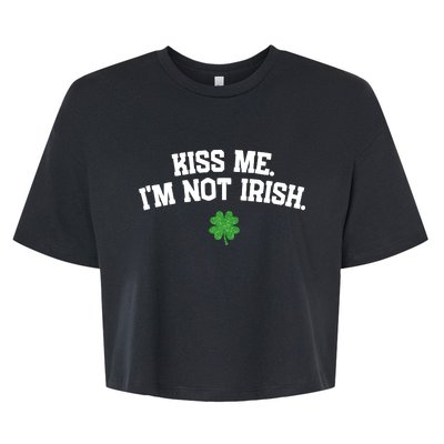 Kiss Me I'm Not Irish St Patricks Day Gifts Shamrock Bella+Canvas Jersey Crop Tee