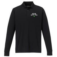 Kiss Me I'm Not Irish St Patricks Day Gifts Shamrock Performance Long Sleeve Polo