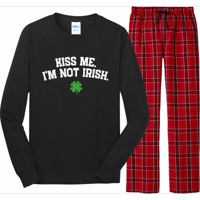 Kiss Me I'm Not Irish St Patricks Day Gifts Shamrock Long Sleeve Pajama Set