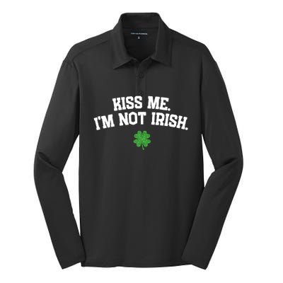 Kiss Me I'm Not Irish St Patricks Day Gifts Shamrock Silk Touch Performance Long Sleeve Polo