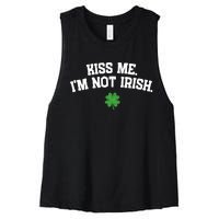 Kiss Me I'm Not Irish St Patricks Day Gifts Shamrock Women's Racerback Cropped Tank