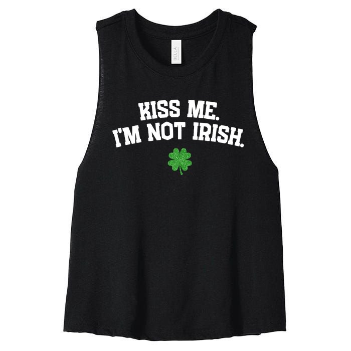 Kiss Me I'm Not Irish St Patricks Day Gifts Shamrock Women's Racerback Cropped Tank