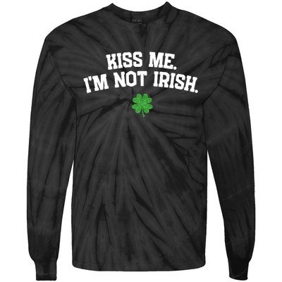 Kiss Me I'm Not Irish St Patricks Day Gifts Shamrock Tie-Dye Long Sleeve Shirt