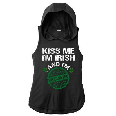 Kiss Me I'm Irish I Am Vaccinated Pro Vaccine Gift Ladies PosiCharge Tri-Blend Wicking Draft Hoodie Tank