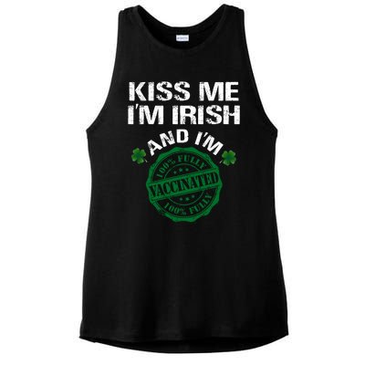 Kiss Me I'm Irish I Am Vaccinated Pro Vaccine Gift Ladies PosiCharge Tri-Blend Wicking Tank