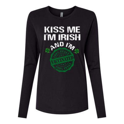 Kiss Me I'm Irish I Am Vaccinated Pro Vaccine Gift Womens Cotton Relaxed Long Sleeve T-Shirt