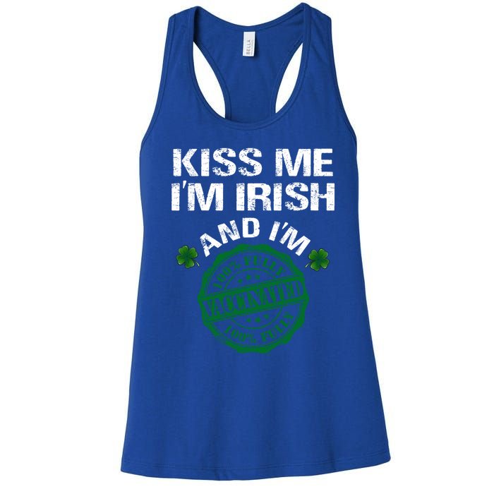 Kiss Me I'm Irish I Am Vaccinated Pro Vaccine Gift Women's Racerback Tank