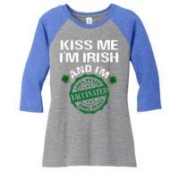 Kiss Me I'm Irish I Am Vaccinated Pro Vaccine Gift Women's Tri-Blend 3/4-Sleeve Raglan Shirt