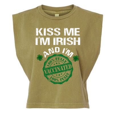 Kiss Me I'm Irish I Am Vaccinated Pro Vaccine Gift Garment-Dyed Women's Muscle Tee