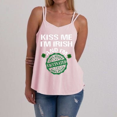 Kiss Me I'm Irish I Am Vaccinated Pro Vaccine Gift Women's Strappy Tank